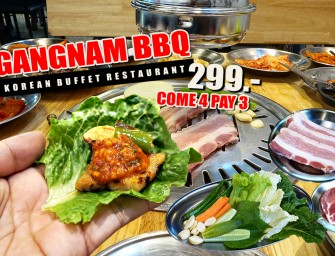 กินบุฟเฟ่ปิ้งย่าง ดีต่อใจ หมูเป็นหมูชิ้นหนาๆ ที่ “GANGNAM BBQ KOREAN BUFFET RESTAURANT” ในราคา 299 บาท (ไม่รวมเครื่องดื่ม) ถูกเกิ้น มา 4 จ่าย 3 หรือลด 10% ถูกไปอี๊ก >.<