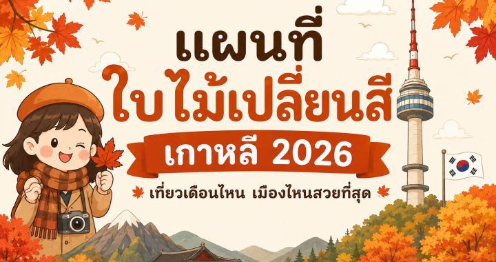 แผนที่ใบไม้เปลี่ยนสีเกาหลี 2026 เที่ยวเดือนไหน เมืองไหนสวยที่สุด